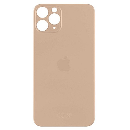 Housing iPhone - Sticla spate carcasa pentru iPhone 11 Pro, Big Hole - Gold