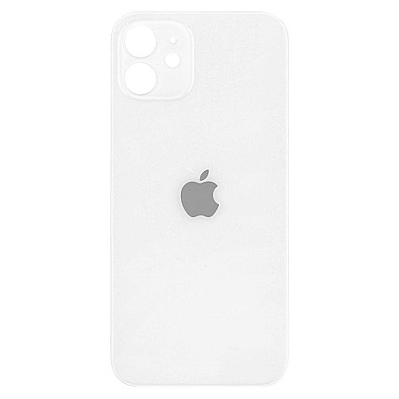 iPhone 12 mini - Sticla spate carcasa compatibil cu iPhone 12 Mini, White, Big hole
