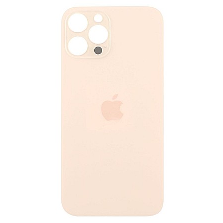 Housing iPhone - Sticla spate carcasa compatibil cu iPhone 12 Pro Max, Gold, Big hole