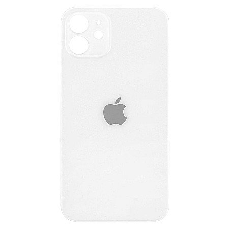 iPhone 12 - Sticla spate carcasa compatibil cu iPhone 12, White, Big hole