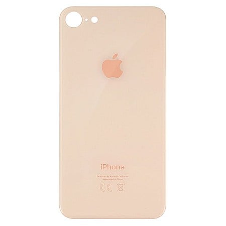 iPhone 8 - Sticla spate carcasa compatibila cu telefon Apple iPhone 8, Gold, Big Hole