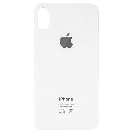 iPhone XS - Sticla spate carcasa compatibila cu telefon Apple iPhone XS, Alb, Big Hole