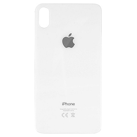 iPhone XS Max - Sticla spate carcasa compatibila cu telefon Apple iPhone XS Max, Alb, Big Hole