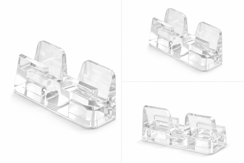 Unelte & Accesorii - Suport, stand telefon (afisare in vitrina), transparent, cu autoadeziv (80mm x 27mm x 35mm)