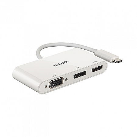 Docking Station Type-C 3in1 - Porturi: HDMI, VGA, Displayport -D-Link, Alb [1]