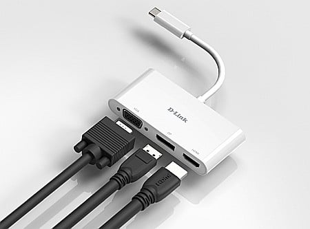 Docking Station Type-C 3in1 - Porturi: HDMI, VGA, Displayport -D-Link, Alb [2]
