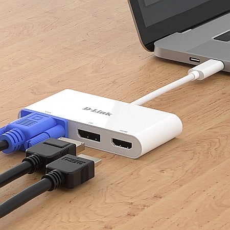 Docking Station Type-C 3in1 - Porturi: HDMI, VGA, Displayport -D-Link, Alb [3]