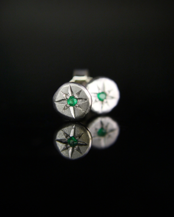 Cercei Eris - Aur Alb 14K cu Diamante, Safire sau Smaralde [2]