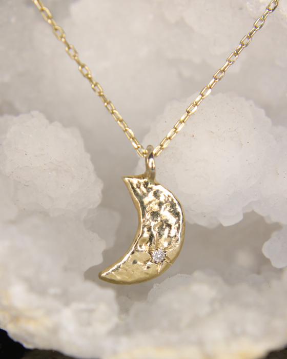 Colier Ceresc - Aur Galben 14K cu Diamant Natural [3]