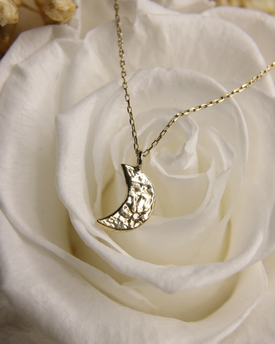 Colier Ceresc - Aur Galben 14K cu Diamant Natural [2]