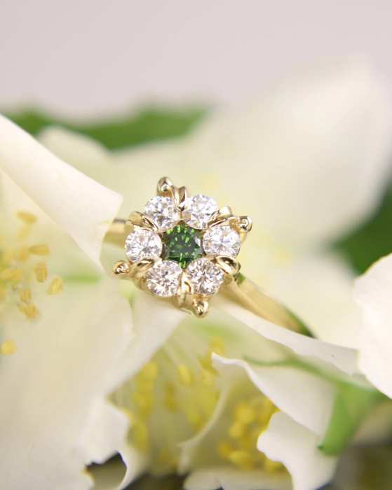 Inel de logodnă Dalia - Aur Galben 18K cu Diamante Naturale [3]