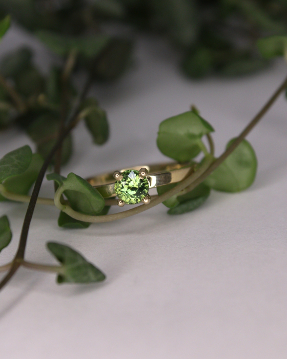 Inel de logodnă Venus - Aur Galben 14K cu Safir Natural Verde [2]