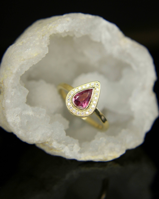 Inel Meissa - Aur Galben 18K cu Safir Roz si Diamante Naturale [2]