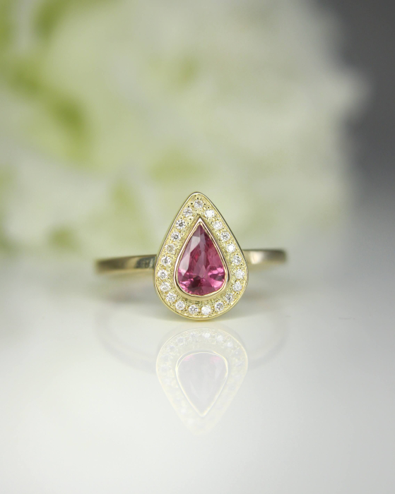 Inel Meissa - Aur Galben 18K cu Safir Roz si Diamante Naturale [4]