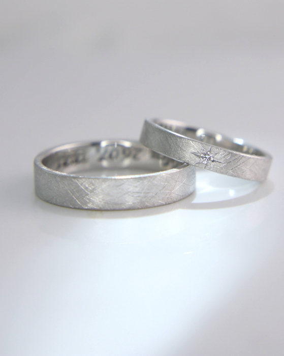 Verighete din aur alb de 14K cu diamant natural - Graffias [2]
