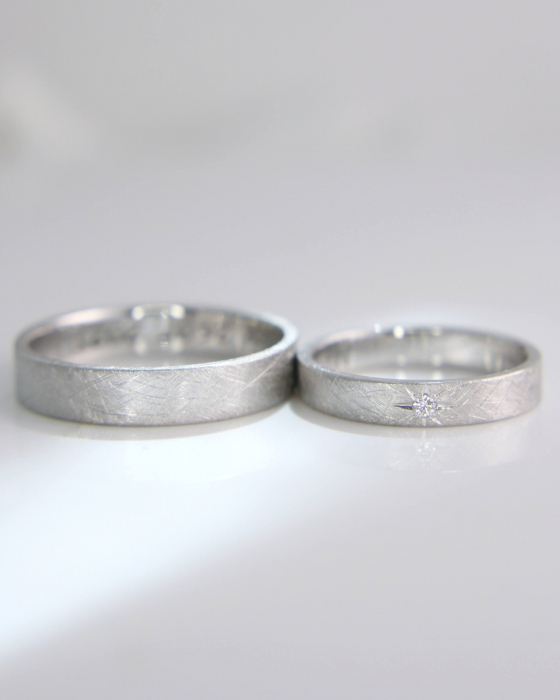 Verighete din aur alb de 14K cu diamant natural - Graffias [4]