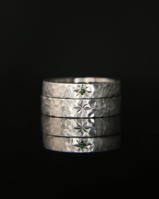 Verighete texturate din aur roz de 14K - Luna Plus [3]