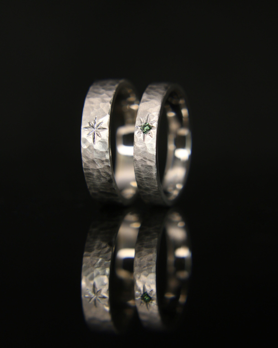 Verighete texturate din aur roz de 14K - Luna Plus [4]