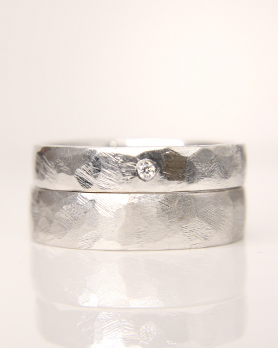 Verighete Pluto -  Aur Alb 14K cu Diamant Natural [4]