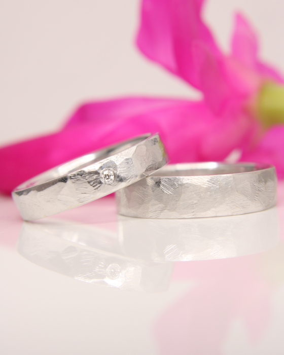 Verighete Pluto -  Aur Alb 14K cu Diamant Natural [5]
