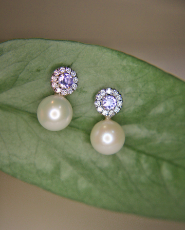 Cercei Aphrodita - Aur Alb 14K cu Perle, Tanzanite și Diamante Naturale [3]