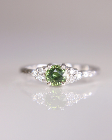 Inel de logodnă Cybel - Aur Alb 14K cu Safir Verde și Diamante [3]