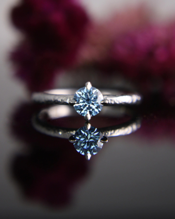 Logodnă - Inel de logodnă Selenar - Aur Alb 14K cu Diamant Lab Grown Albastru