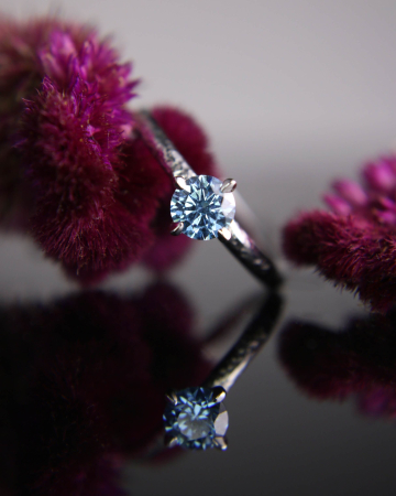 Inel de logodnă Selenar - Aur Alb 14K cu Diamant Lab Grown Albastru [1]