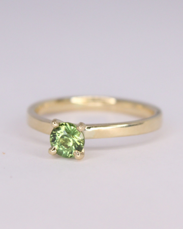 Logodnă - Inel de logodnă Venus - Aur Galben 14K cu Safir Natural Verde