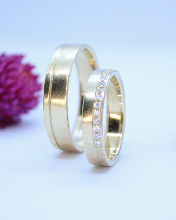 Verighete clasice - Verighete Casio - Aur Galben 14K cu Diamante Naturale