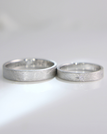 Verighete din aur alb de 14K cu diamant natural - Graffias [3]