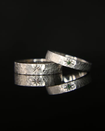 Verighete organice - Verighete texturate din aur roz de 14K - Luna Plus