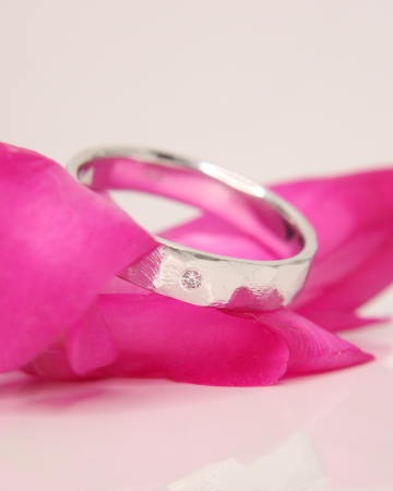 Verighete Pluto -  Aur Alb 14K cu Diamant Natural [5]