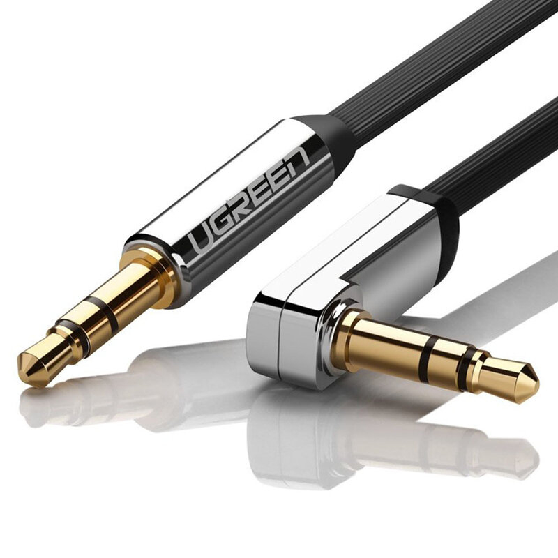 Cablu audio Ugreen Angled 90°, mini jack plat 3.5mm, 1m, argintiu [2]