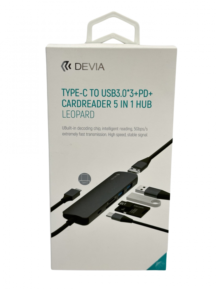 Hub Devia Type-c USB 3.1,+ Cititor card 5in1 Devia EC135, Blister [1]