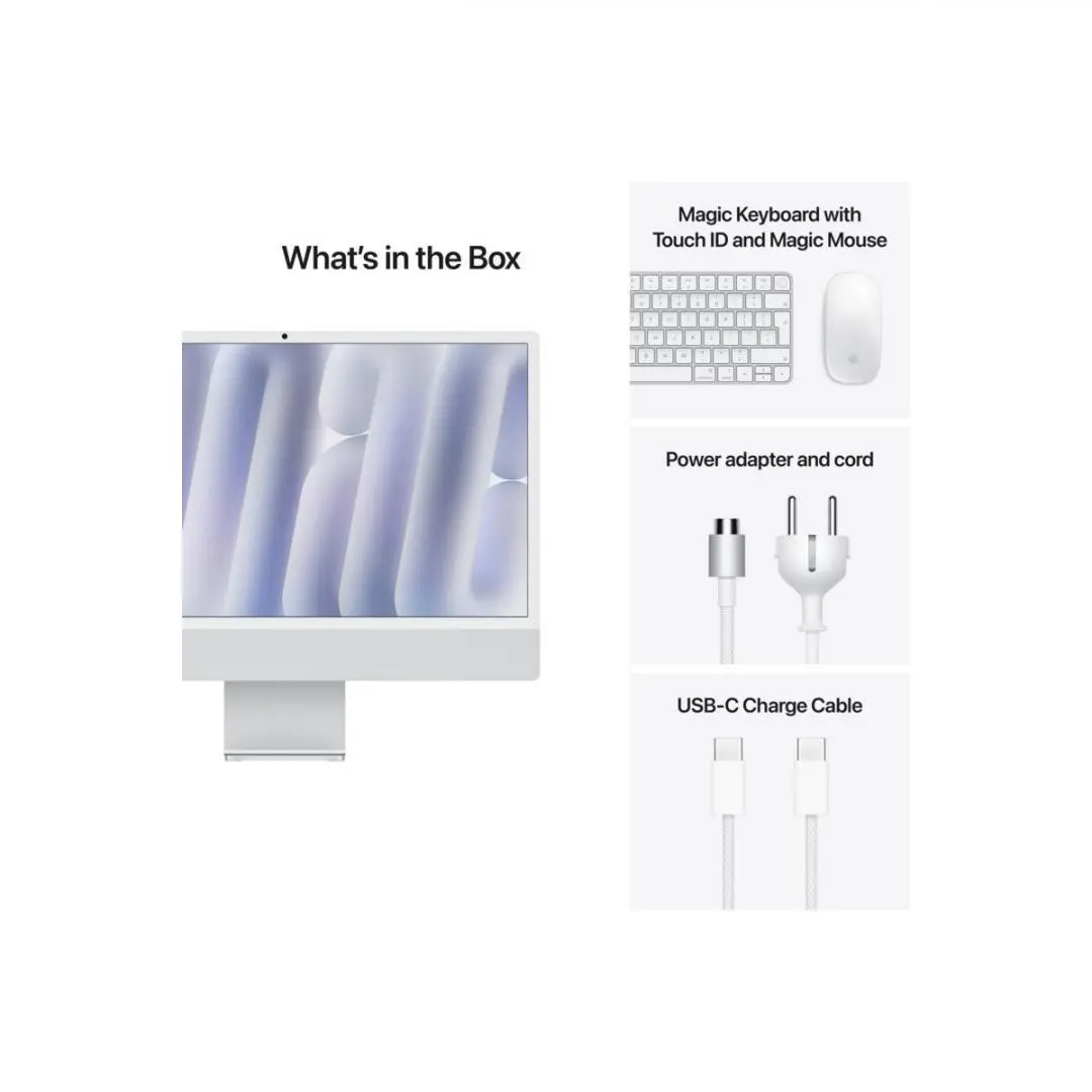 Sistem Desktop PC iMac 24" (2024) cu procesor Apple M4, 10 nuclee CPU and 10 nuclee GPU, 24", Retina 4.5K, 24GB, 512GB SSD, Silver [4]