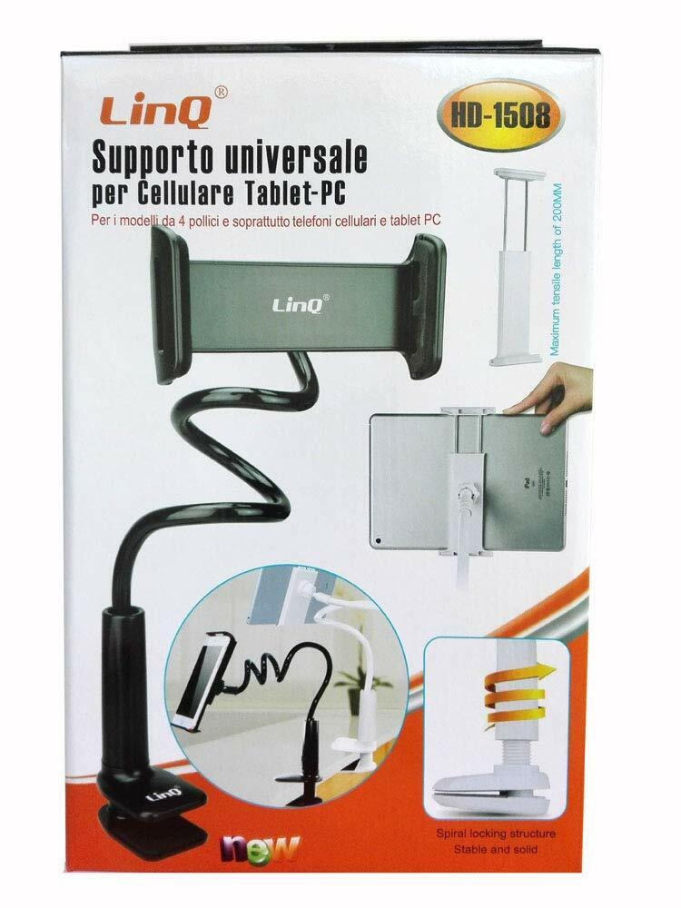 Suport LinQ flexibil pentru telefon si tableta, cu brat lung, montare pe birou si rotire 360 grade, Negru, [2]