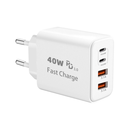 Încărcătoare, date și adaptoare - Incarcator 2-USB + 2-USB-C 40W J8269 - Alb