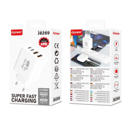 Incarcator 2-USB + 2-USB-C 40W J8269 - Alb [1]