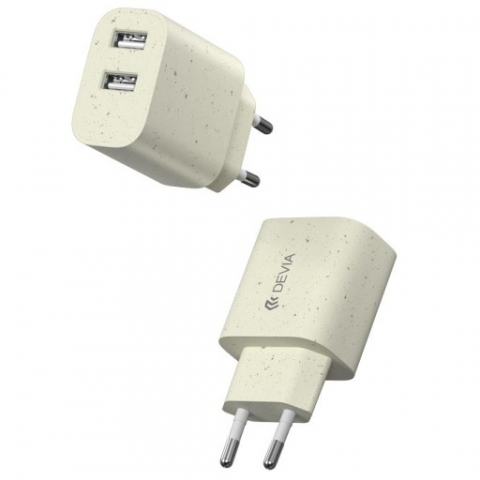 Încărcător Cube Sursă de alimentare 2x USB-A 12W Plant Straw EKO Bulk [1]