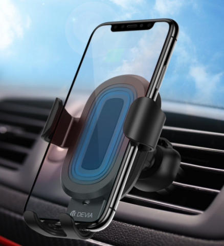 Suport si incarcator Devia wireless auto Air Vent 10W, Negru [1]