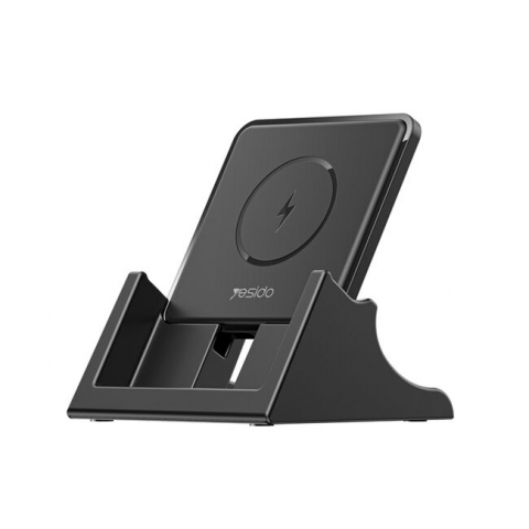 Încărcătoare, date și adaptoare - Incarcator wireless cu suport telefon Yesido DS15, 15W, negru