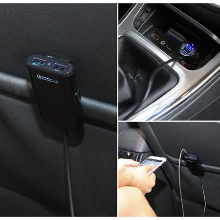 Incarcator Totu auto 4 in 1 USB, incarcare rapida 3.0, 36 W, 8 A, Negru [1]