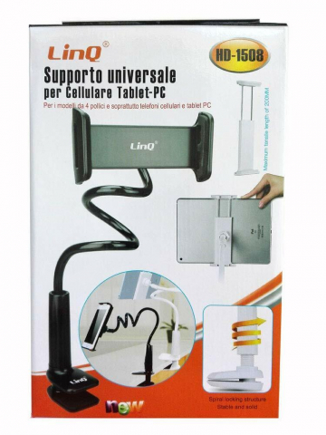 Suport LinQ flexibil pentru telefon si tableta, cu brat lung, montare pe birou si rotire 360 grade, Negru, [1]