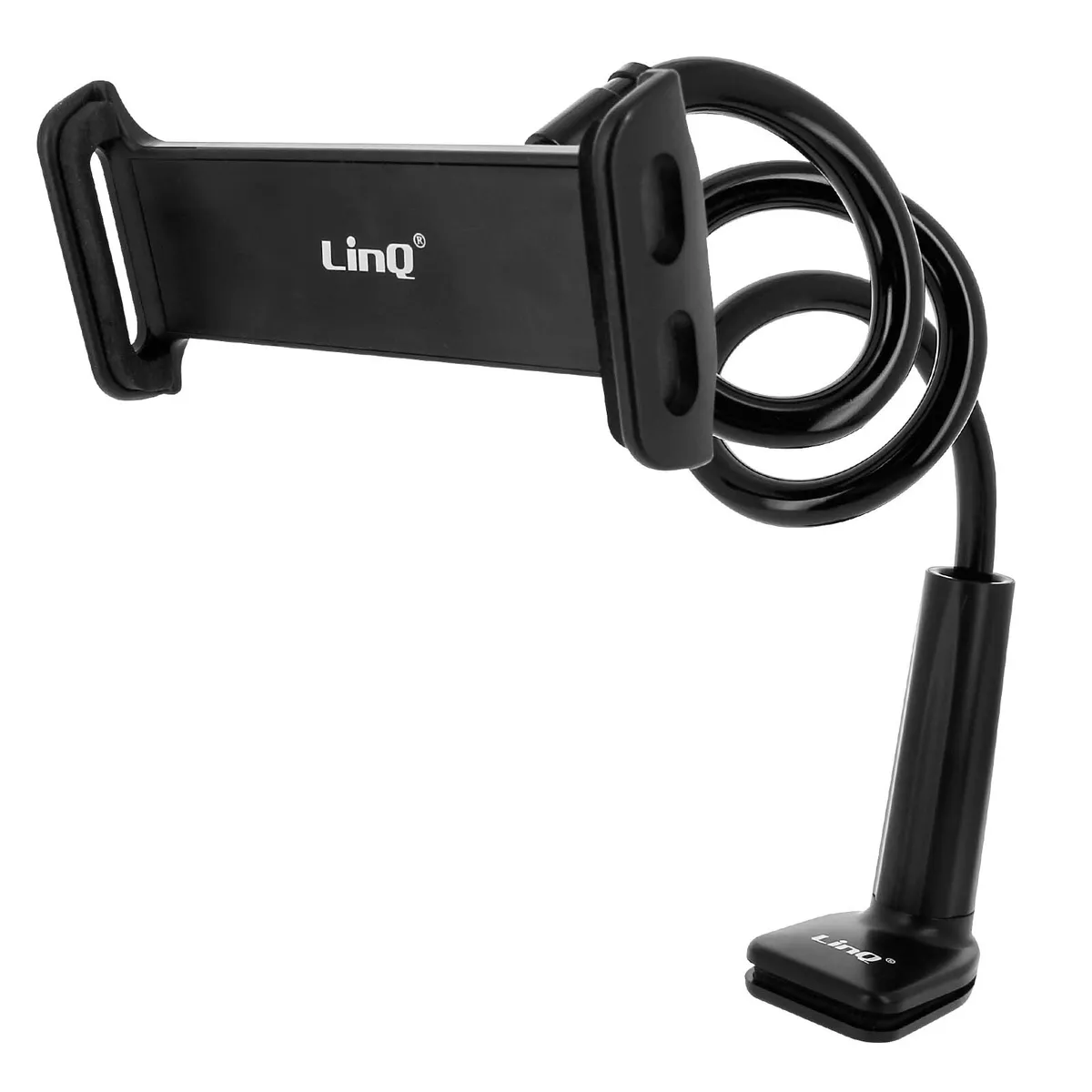 Suport LinQ flexibil pentru telefon si tableta, cu brat lung, montare pe birou si rotire 360 grade, Negru, [0]