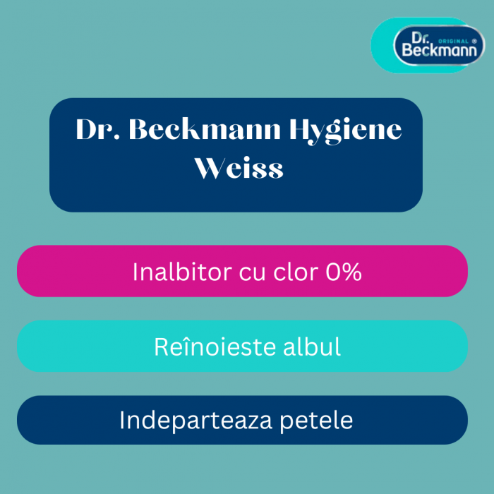 Dr. Beckmann Hygiene Weiss - Înălbitor pudră pentru rufe albe [3]