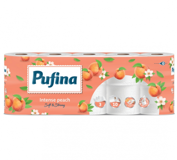 Hârtie Igienică Pufina Soft Piersică 10 Role 3 Straturi - Delicatețe și Confort [1]