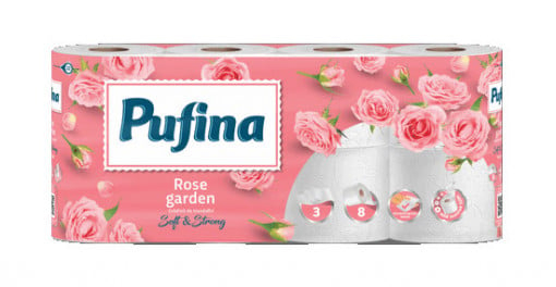 Hârtie Igienică Pufina Trandafiri 3 Straturi 8 Role - Prospețime și Delicatețe [1]