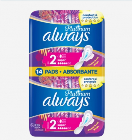 Absorbante și Tampoane - ALWAYS ABSORBANTE PLATINUM SUPER ULTRA 14BUC/SET