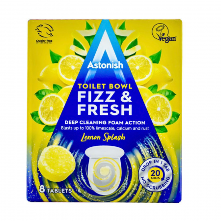 Detergenti pentru Toaleta - Astonish Tablete pentru Curățarea Vaselor de Toaletă Lemon Splash 8buc - Curățenie Citrica